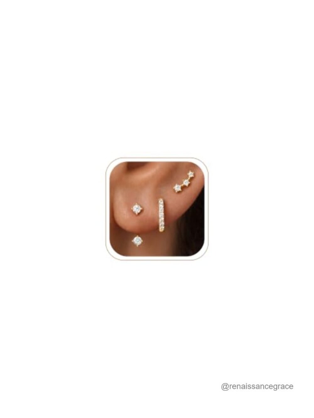 Dainty Earrings Set for Women - Gold Plated Stud Hoppie Jacket Stack for